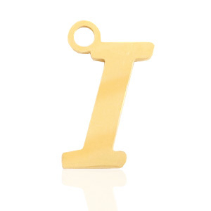 Breloques en acier inox alphabet lettre I Dor&eacute;