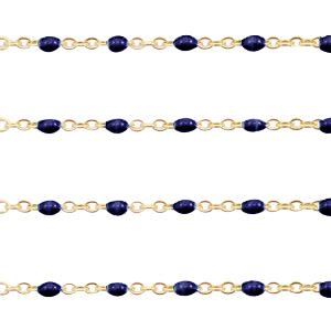 Appr&ecirc;ts en acier inox cha&icirc;ne maille jaseron 1mm Bleu fonc&eacute;-dor&eacute;