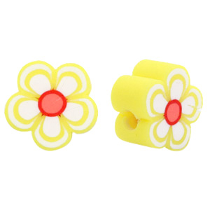 Perles en polym&egrave;re fleur Jaune