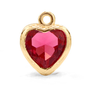 Pendentifs en verre Crystal Glass c&oelig;ur Rose indien-dor&eacute;