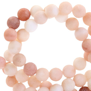 Pierres naturelles Calc&eacute;doine (Quartz) 8mm mat Rose beige multicolore