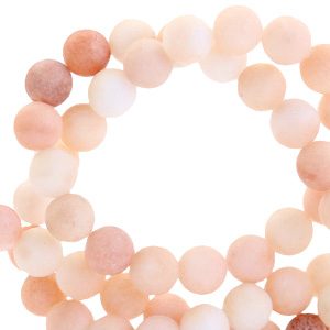 Pierres naturelles Calc&eacute;doine (Quartz) 6mm mat Rose beige multicolore