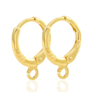 Appr&ecirc;ts en m&eacute;tal TQ boucles d'oreilles dormeuses avec anneau 12mm Dor&eacute;