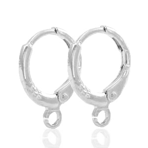 Appr&ecirc;ts en m&eacute;tal TQ boucles d'oreilles dormeuses avec anneau 13mm Argent&eacute; antique