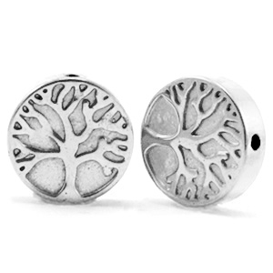 Perles h&eacute;matites arbre de vie 10mm Gris argent&eacute;