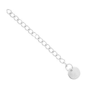 Appr&ecirc;ts en acier inox cha&icirc;nette d'extension m&eacute;daillon rond 8mm argent&eacute;