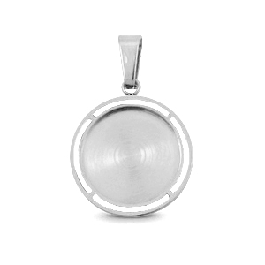 Breloques en acier Polaris (Inox) avec serti pour cabochon 12mm Argent&eacute;
