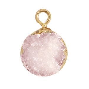 Pierres naturelles pendentifs 1mm Rose glace-dor&eacute;