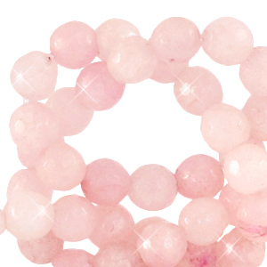 Pierres naturelles Quartz facett&eacute;es 8mm Rose fleuri-opal AB coating
