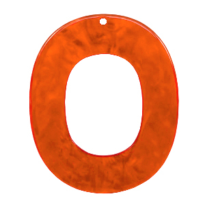 Pendentifs en r&eacute;sine ovale 48x40mm Orange mandarine tango