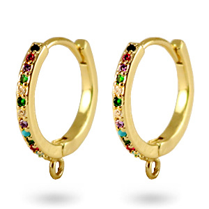 Bijoux arc-en-ciel en Zirconium cr&eacute;oles avec anneau Dor&eacute;