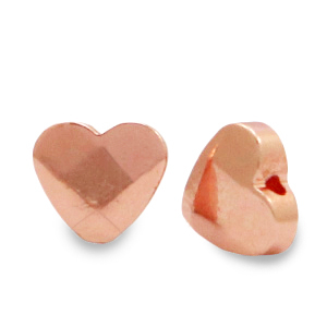 Perles h&eacute;matites c&oelig;ur facett&eacute;e Dor&eacute; rose