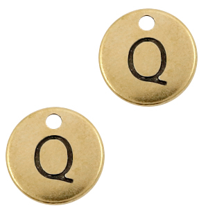 Breloques en m&eacute;tal DQ lettre Q Bronze antique (sans nickel)