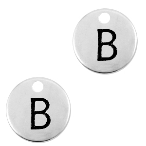 Breloques en m&eacute;tal DQ lettre B Argent&eacute; antique (sans nickel)