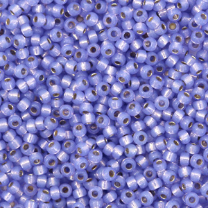 Perles de rocailles Miyuki 11/0 Silverlined alabaster dyed violet purple 11-649