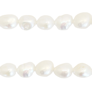 BQ Perles d'eau douce nugget rond 8-9mm Blanc naturel 