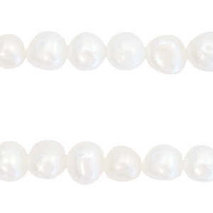 BQ Perles d'eau douce nugget rond 7-8mm Blanc naturel 