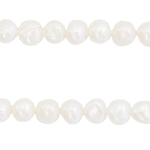 BQ Perles d'eau douce nugget rond 5-6mm Blanc naturel