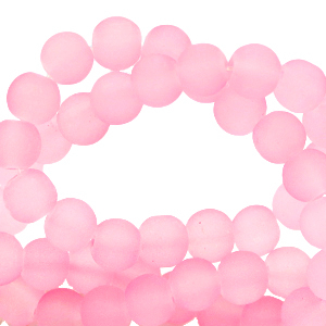 Perles en verre 4 mm mat Rose azal&eacute;e
