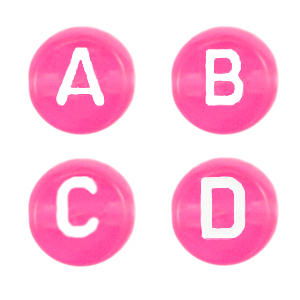 Perles lettres acryliques m&eacute;lang&eacute;es Rose azal&eacute;e transparent n&eacute;on