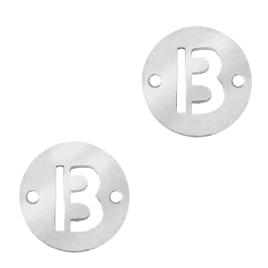 Breloques en acier inox connecteur lettre B 10mm Argent&eacute;