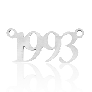 Breloques en acier Inox connecteur ann&eacute;e 1993 Argent&eacute;