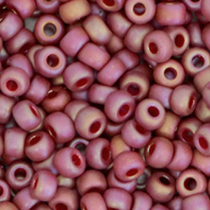 Perles de rocailles Miyuki 6/0 Opaque glazed frosted rainbow dark red 6-4696