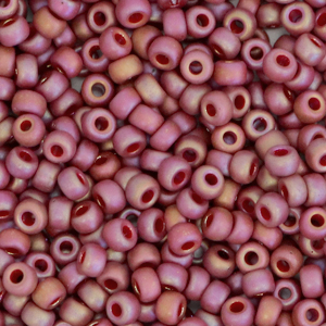 Perles de rocailles Miyuki 8/0 Opaque glazed frosted rainbow dark red 8-4696