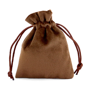 Sachet &agrave; bijoux en velours Marron fonc&eacute;