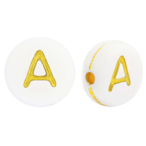 Perles lettres acryliques A Blanc-dor&eacute;