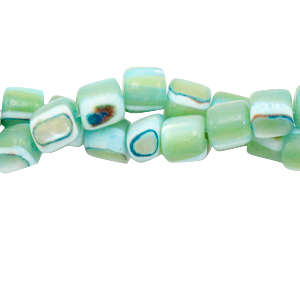 Perles coquillage tube Vert pr&eacute;