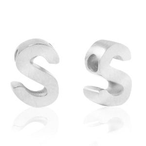 Perles en acier Inox lettre S Argent&eacute;