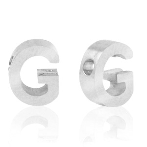 Perles en acier Inox lettre G Argent&eacute;
