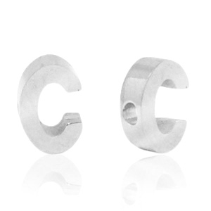 Perles en acier Inox lettre C Argent&eacute;