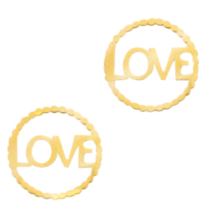 Breloques en acier inox connecteur "LOVE" Dor&eacute;