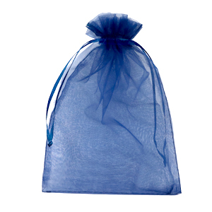 Sachet &agrave; bijoux en organza 13x18cm Bleu marine