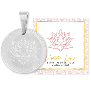 Mix & Match breloques en acier Inox 15mm Fleur de naissance Juillet - N&eacute;nuphar Argent&eacute;