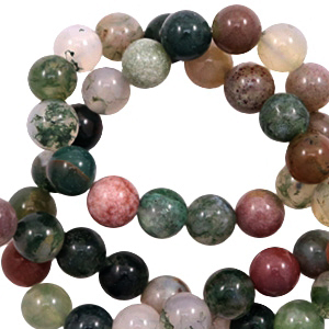 Pierres naturelles Calc&eacute;doine (Quartz et Jaspis 6mm Vert m&eacute;lang&eacute;