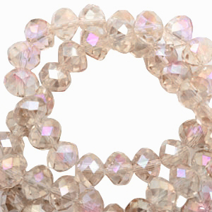 Perles &agrave; facettes 6x4mm disque champagne-diamant shine coating