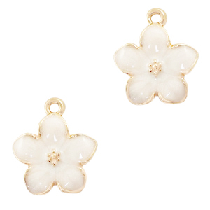 Breloques en m&eacute;tal Basic Quality fleur Dor&eacute;-blanc