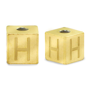 Perles en acier Inox lettre H Dor&eacute;