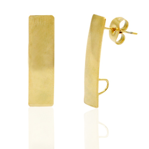 Boucles d'oreilles en acier Inox/puces d&rsquo;oreilles rectangle avec anneau Dor&eacute;