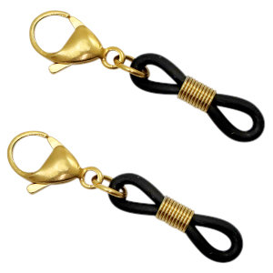 Appr&ecirc;ts en acier inox attache cordon &agrave; lunettes avec fermoir mousqueton Dor&eacute;-noir