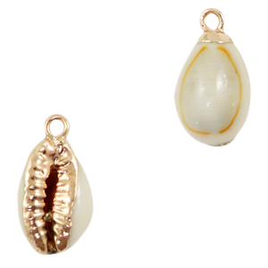 Pendentifs coquillage specials Cauri Marron sable-dor&eacute;