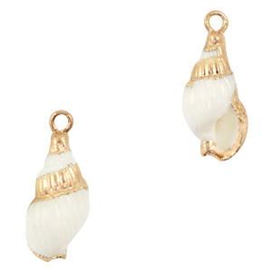Pendentifs coquillage specials Buccin Blanc-dor&eacute;