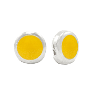 Perles en m&eacute;tal DQ Jaune tropical nacr&eacute;-argent&eacute; antique (sans nickel)