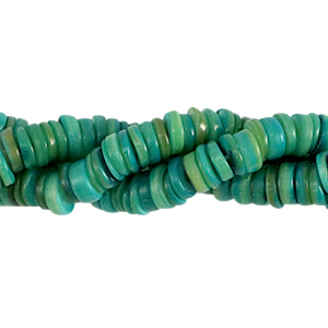Perles coquillage disque 7mm Vert eden fonc&eacute;