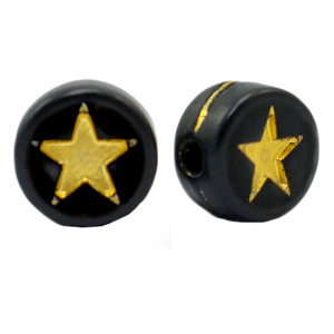 Perles lettres acryliques &eacute;toiles Noir-dor&eacute;