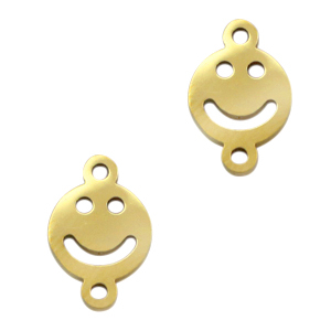 Breloques en acier Inox/connecteur smiley Dor&eacute;