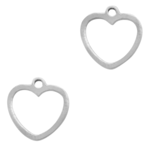 Breloques en acier Inox coeur Argent&eacute;